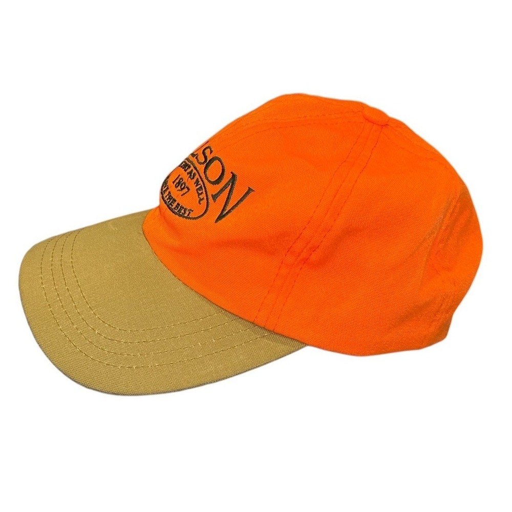VTG Filson Hat Cap Orange Hat Hunting USA Rare Adjustable Leather Strap S-M Size